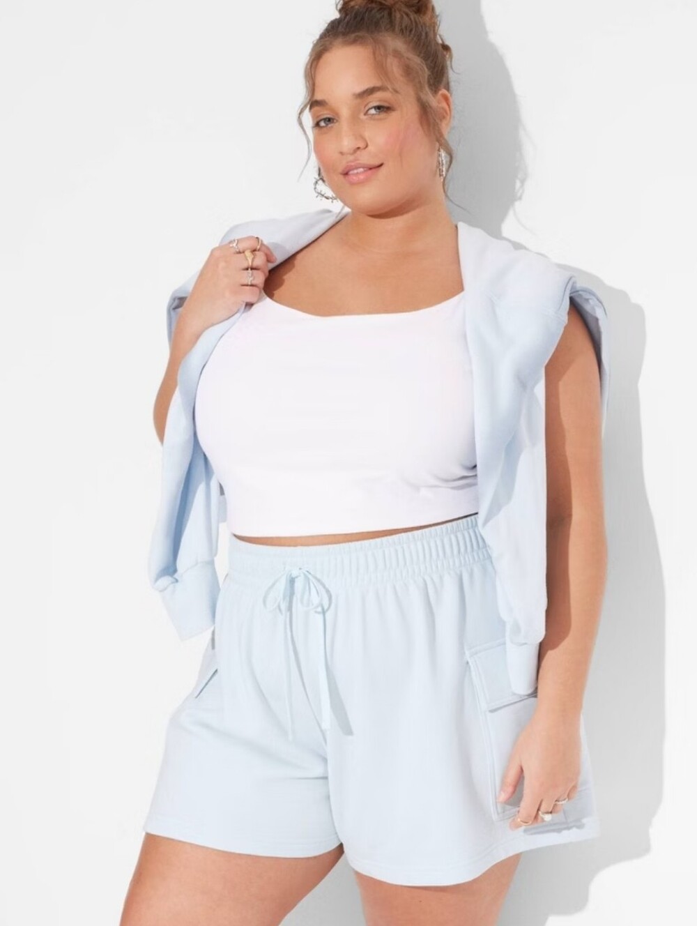 Women's High-Rise Cargo Sweat Shorts - Wild Fable Light Aqua Blue XXL